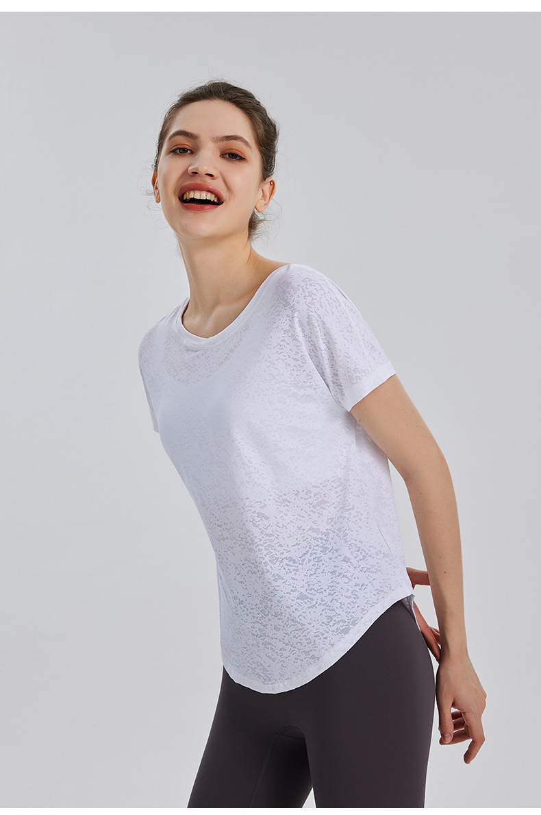 Womens Burnout Yoga T-Shirt Short Sleeve Athletic Top